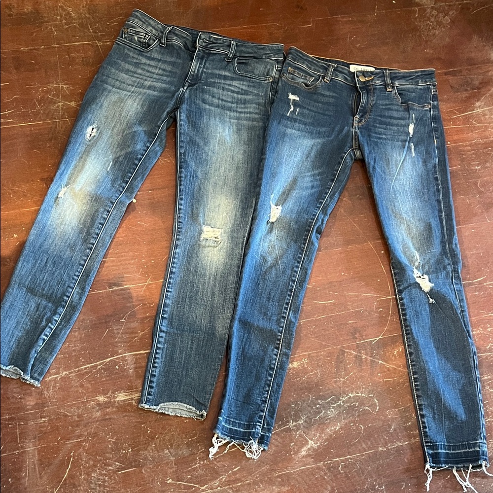 DL1961 Dark Blue Distressed Skinny Jeans